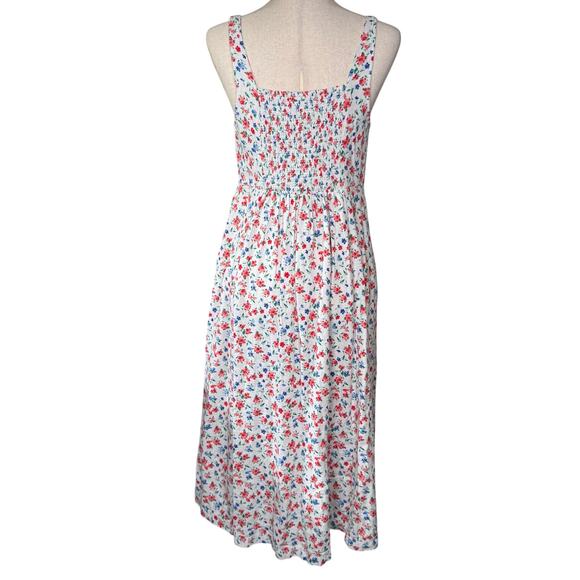 Old Navy Linen Blend Floral Midi Dress Cottagecore Ditsy Milkmaid Feminine sz S - Picture 4 of 8